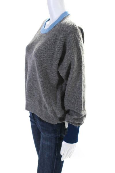 Veronica Beard Womens Oversized Waffle Knit Colorblock Sweater Gray Size Medium