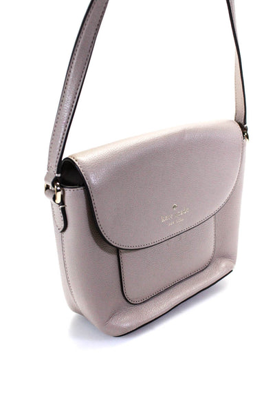 Kate Spade Womens Small Leather Flap Crossbody Handbag Beige