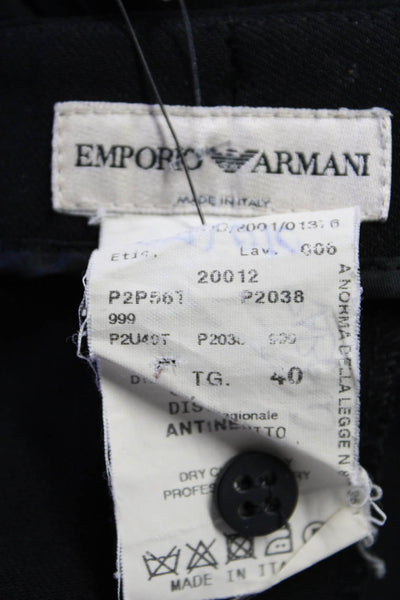 Emporio Armani Womens Wool Darted Zip Slim Straight Dress Pants Black Size EUR40