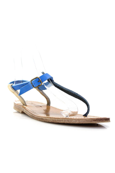 Yigal Azrouel X Kjaques St. Tropez Womens Blue Thong Sandals Shoes Size 11