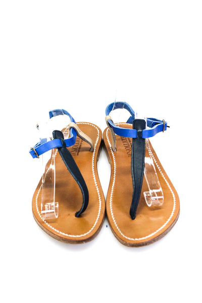 Yigal Azrouel X Kjaques St. Tropez Womens Blue Thong Sandals Shoes Size 11