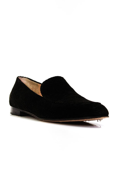 Gianvito Rossi Womens Slip On Round Toe Corduroy Loafers Black Size 38