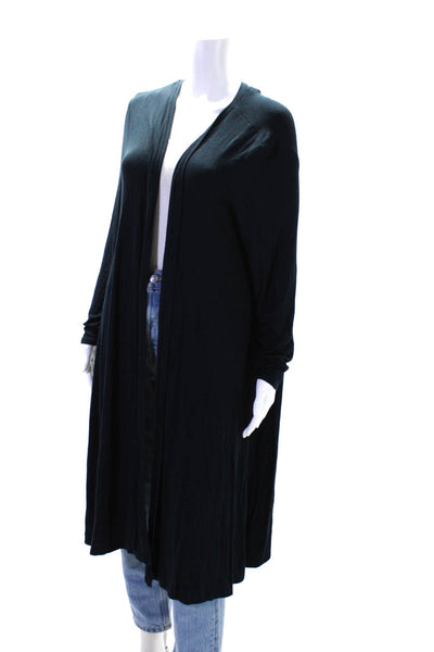 Magaschoni Long Women's Long Sleeves Open Front Cardigan Sweater Blue Size M