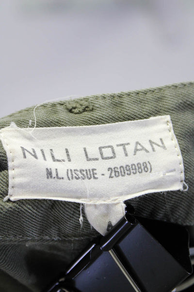 Nili Lotan Womens Cotton Full Buttoned Straight Leg Casual Pants Green Size 4