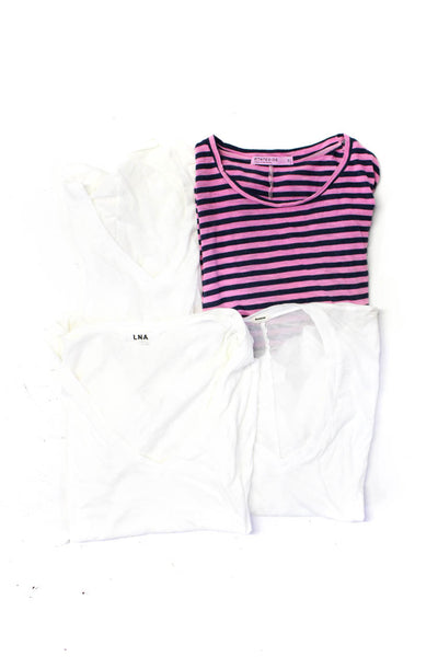 Monrow LNA Stateside Womens Short Sleeve Pullover Tops White Size S M Lot 4