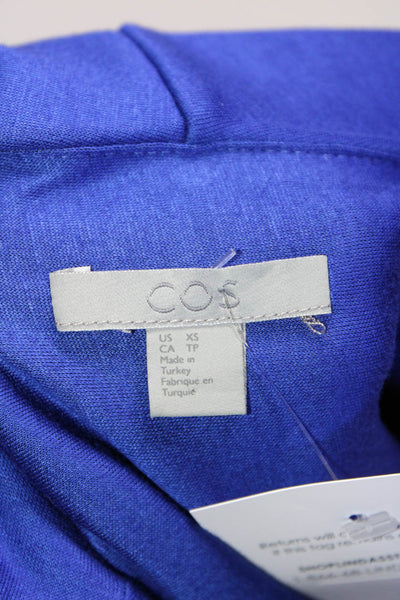 COS Womens 3/4 Sleeve Knit Satin Ponte Sheath Dress Blue Size Extra Small