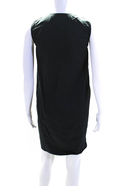 Everlane Womens V Neck Sleeveless Twill Sheath Dress Black Size 00