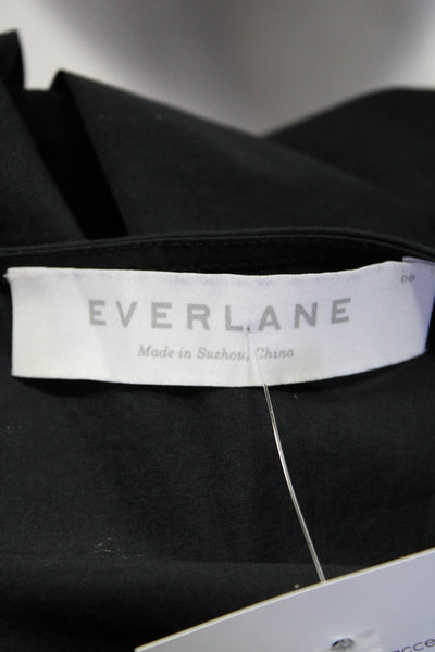 Everlane Womens V Neck Sleeveless Twill Sheath Dress Black Size 00