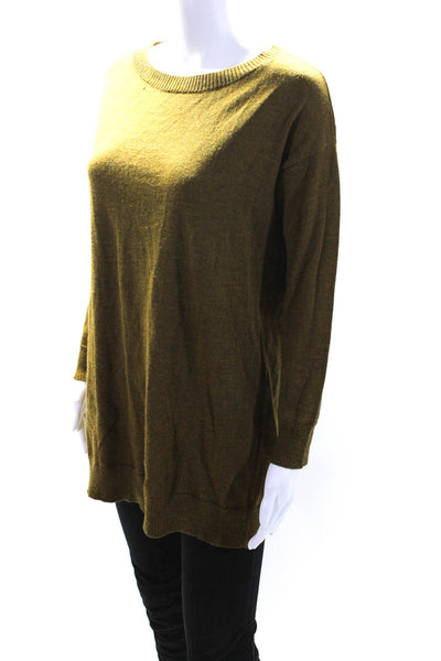 Eileen Fisher Womens Crew Neck Oversize Tunic Sweater Brown Wool Size PP
