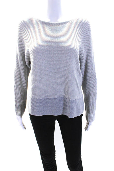 Eileen Fisher Womens Boat Neck Dolman Sleeve Sweater Gray Cotton Size XXS