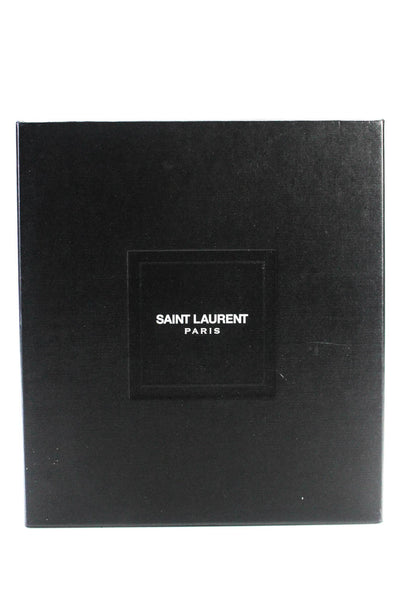 Saint Laurent Womens Stiletto Studded Pointed Toe Pumps Black Leather Size 37