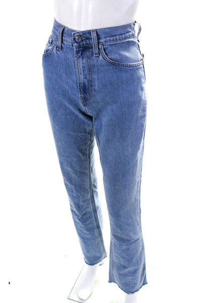 Helmut Lang Womens Light Wash High Rise Raw Hem Flare Jeans Blue Size 25