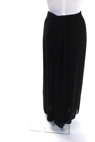 Kay Unger Womens Elastic Waist Ruched Slip-On Wide Leg Pants Black Size 12