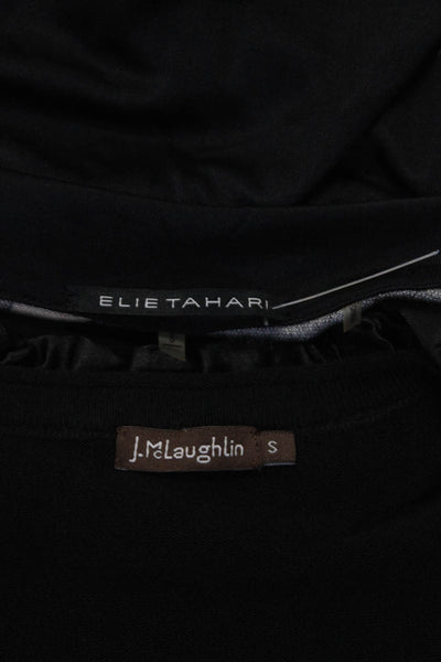 J. Mclaughlin Elie Tahari Womens Ruffled Floral Blouse Tops Black Size S Lot 2