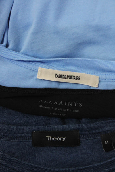 Zadig & Voltaire Allsaints Theory Mens Cotton T-Shirts Blue Size M L Lot 3