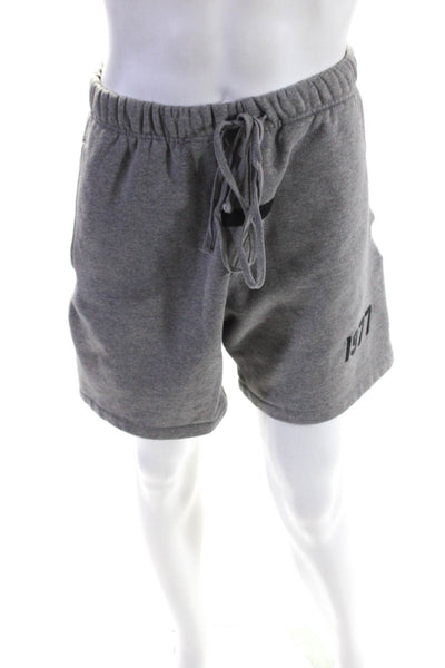 Essentials Mens Heather Gray Cotton Knit Drawstring Casual Shorts Size S