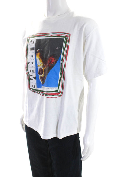 Supreme Mens White Cotton Graphic Print Crew Neck Short Sleeve T-Shirt Size L
