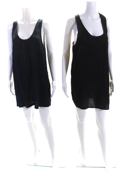 J Crew Womens Sleeveless Scoop Neck Dresses Navy Black Cotton Size Large Lot 2