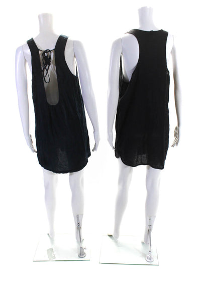 J Crew Womens Sleeveless Scoop Neck Dresses Navy Black Cotton Size Large Lot 2