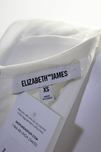 Elizabeth and James Womens White Mesh Trim Zip Back Sleeveless Blouse Top Size X