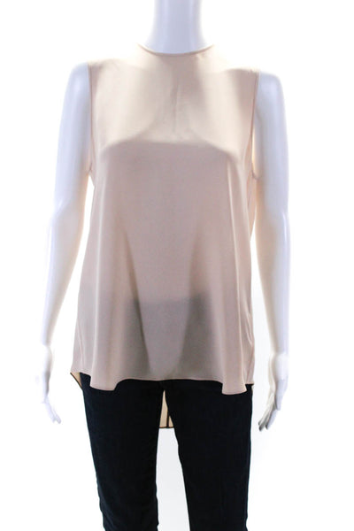 Theory Womens Blush Silk Crew Neck Sleeveless Swing Blouse Top Size M