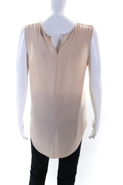 Theory Womens Blush Silk Crew Neck Sleeveless Swing Blouse Top Size M