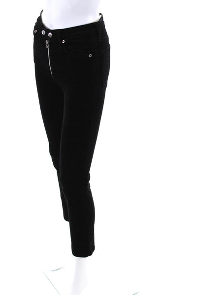 Rag & Bone Jean Womens Black Cotton Velour Mid-Rise Skinny Leg Pants Size 25
