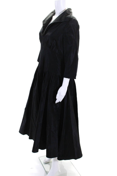 Rickie Freeman Teri Jon Womens Black Collar 3/4 Sleeve Fit & Flare Dress Size 14