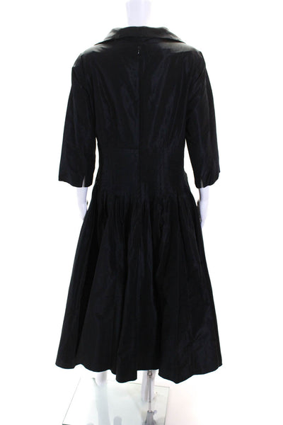 Rickie Freeman Teri Jon Womens Black Collar 3/4 Sleeve Fit & Flare Dress Size 14