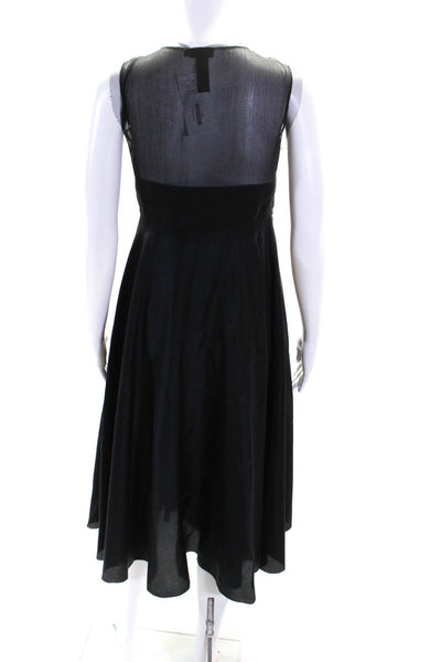 DKNY Womens Black Mesh Trim Scoop Neck Sleeve A-Line Dress Size 12