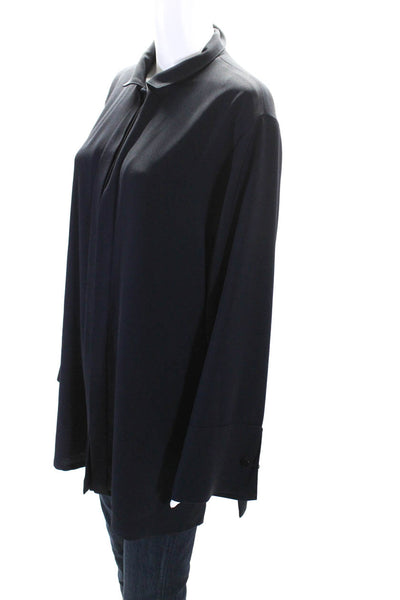 Harari Womens Dark Navy Collar Long Sleeve Button Down Shirt Size L