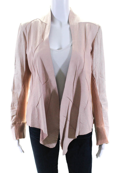 YaYa Womens Blush Pink Leather Open Front Long Sleeve Jacket Size L