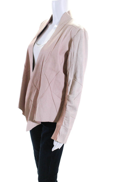 YaYa Womens Blush Pink Leather Open Front Long Sleeve Jacket Size L