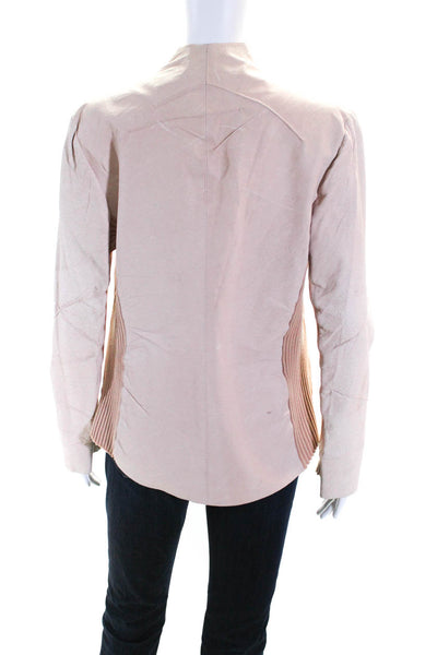 YaYa Womens Blush Pink Leather Open Front Long Sleeve Jacket Size L