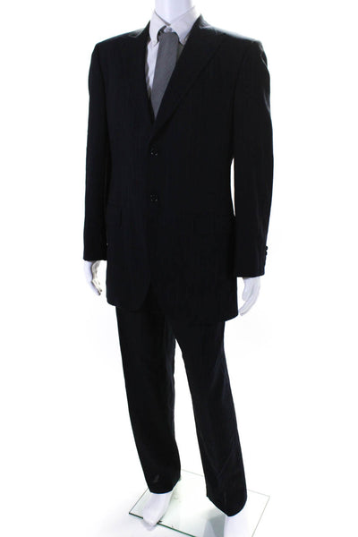 Dolce & Gabbana Mens Navy Wool Striped Two Button Blazer Pants Suit Set Size 52