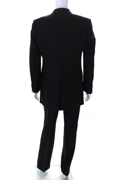 Dolce & Gabbana Mens Navy Wool Striped Two Button Blazer Pants Suit Set Size 52