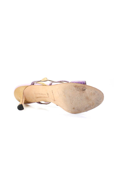 Manolo Blahnik Womens Leather Strappy Slingback Sandals Purple Size 36.5 6.5