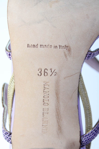 Manolo Blahnik Womens Leather Strappy Slingback Sandals Purple Size 36.5 6.5