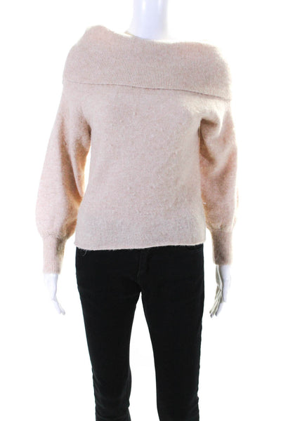 Michelle Mason Womens Wool Blend Cowl Neck Pullover Sweater Top Beige Size M