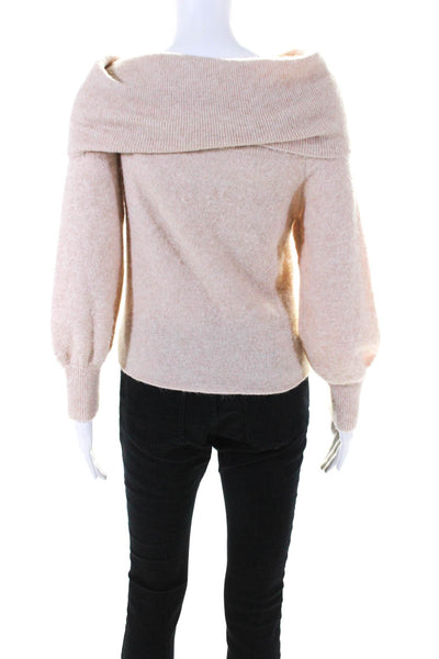 Michelle Mason Womens Wool Blend Cowl Neck Pullover Sweater Top Beige Size M