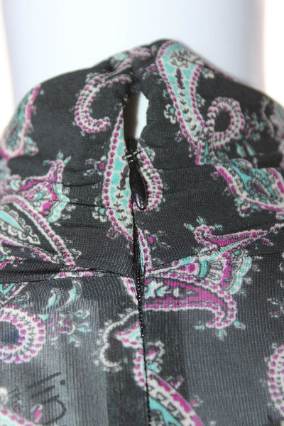 Isabel Marant Womens Stretch Knit Paisley Print Turtleneck Top Black Size 36