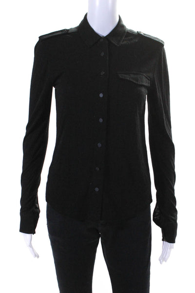 Rag & Bone Womens Collared Long Sleeve Button Up Blouse Top Black Size XS