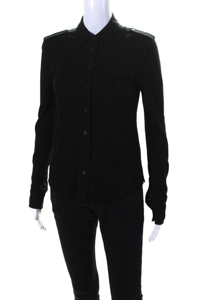 Rag & Bone Womens Collared Long Sleeve Button Up Blouse Top Black Size XS