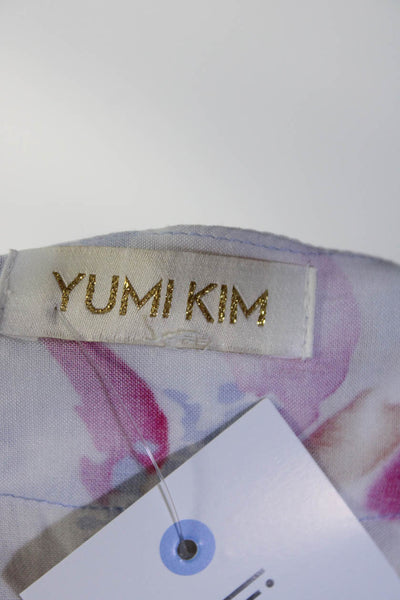 Yumi Kim Womens 3/4 Sleeve Floral Kimono Robe White Pink Purple One Size