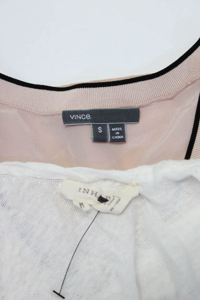 Vince Inhabit Womens Long Sleeve Shirt Tank Top Pink White Small Medium Lot 2