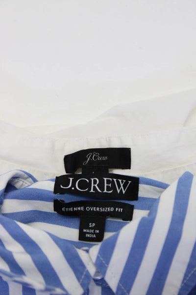 J Crew Womens Scoop Neck Top Striped Button Front Shirt White SP Large Lot 2