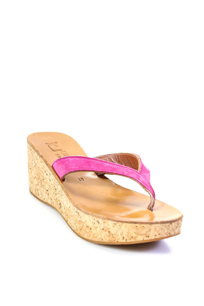 KJ K.Jacques St.Tropez Womens Suede Platform Flip-Flop Sandals Pink Size EUR41
