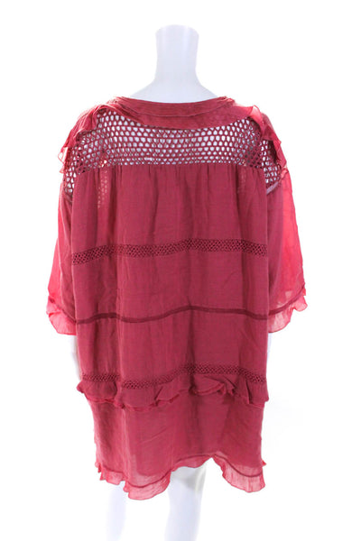 Etoile Isabel Marant Womens Ruffled Dress Pink Cotton Size EUR 42