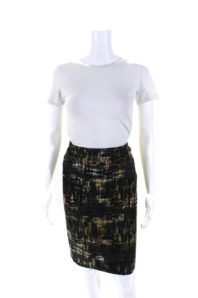 Donna Karan New York Womens Printed Pencil Skirt Black Multicolored Size 12