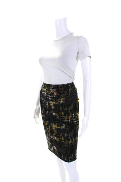 Donna Karan New York Womens Printed Pencil Skirt Black Multicolored Size 12